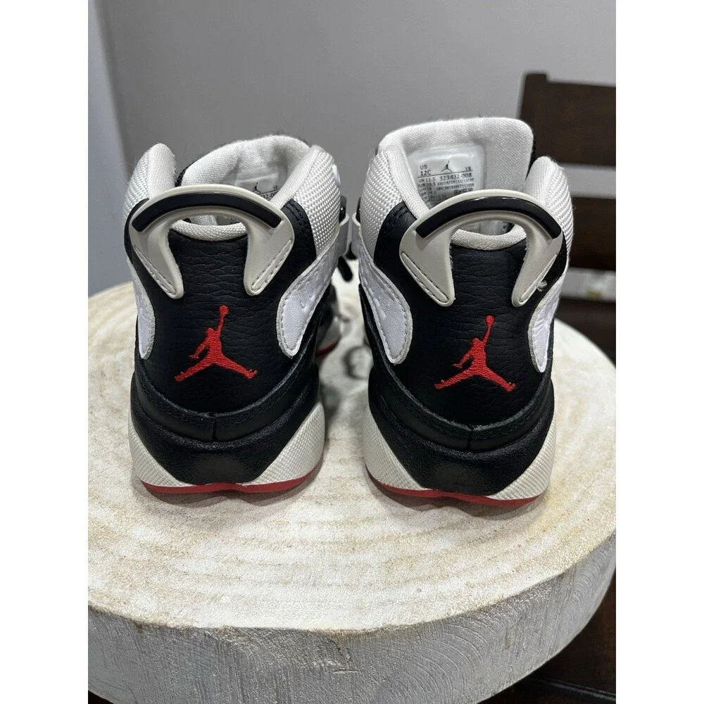 Nike Air Jordan 6 Rings PS Black White Red He Got Game 323432-008 Size 12C